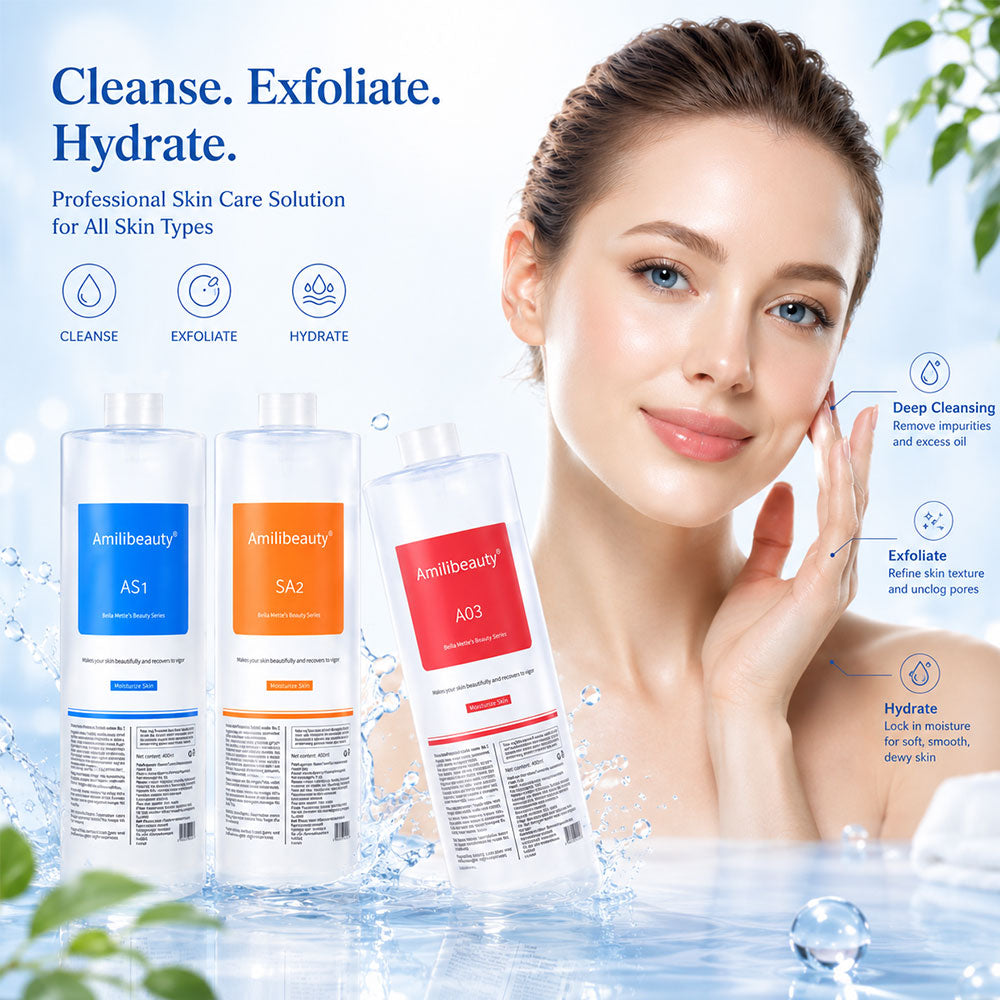 Hydrogen Oxygen Facial Special Serums Solution for Facial Cleansing, Face Skin Care, Hydrating 400ml（6 Bottles）