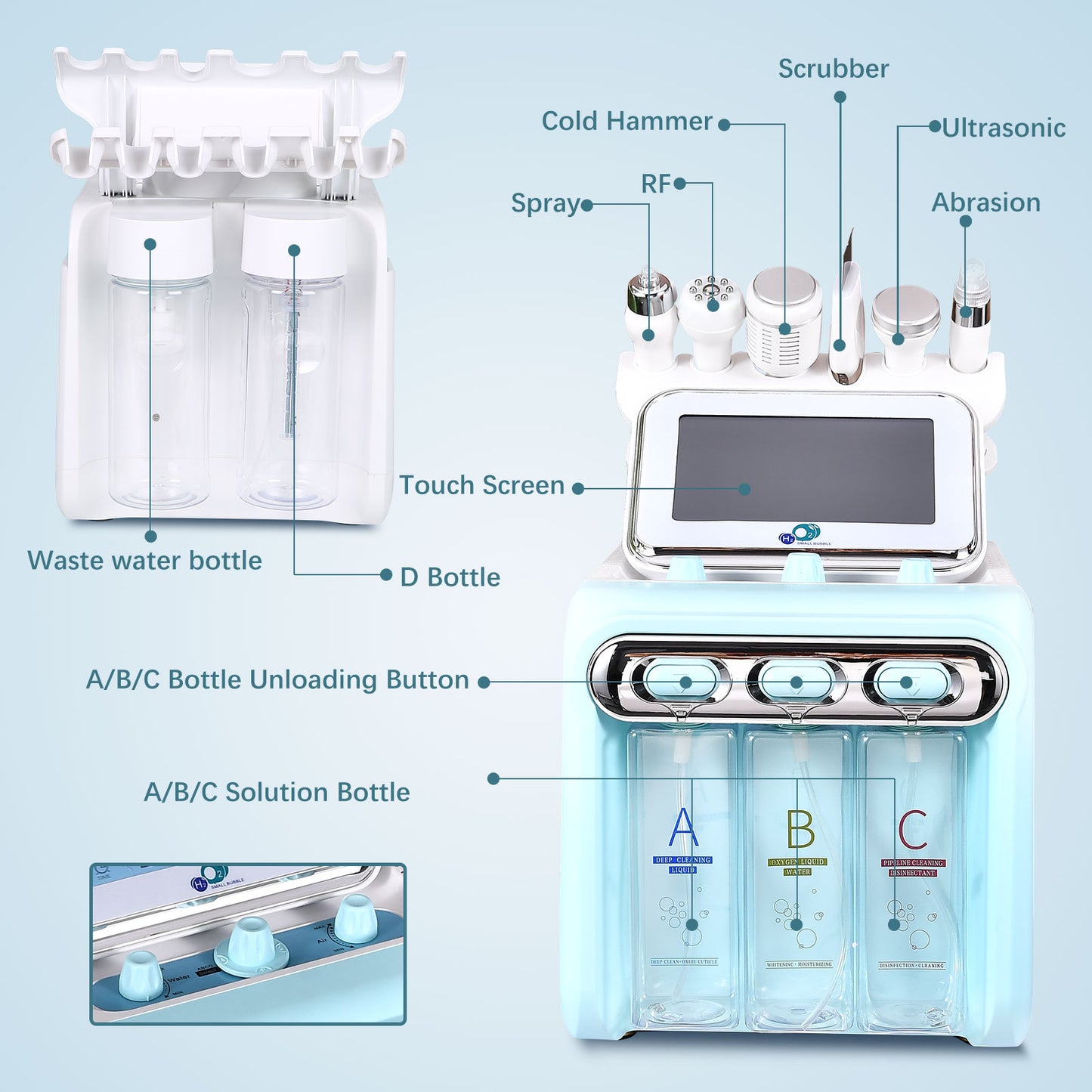 Hydrogen Oxygen Multifunctional 7 in1 Facial Care Machine with Mask